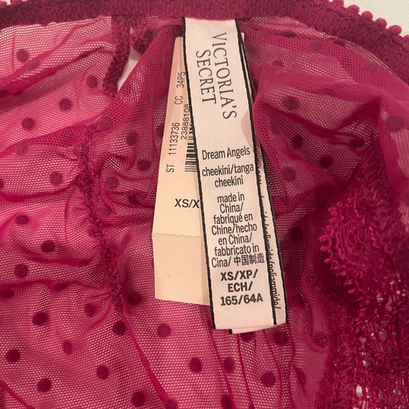 NEW WITH TAGS VICTORIA’S SECRET SIZE XS MAGENTA VELVET AND POLKADOT FABRIC PANTY - Picture 4 of 4